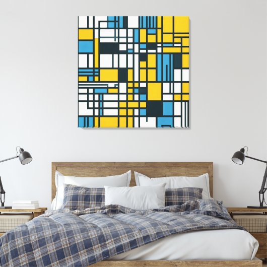 Moderne Gridabstraktion - Mondrian-Inspiriert Geom Leinwanddruck (Insitu (Schlafzimmer))