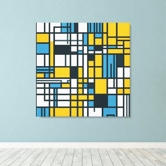 Moderne Gridabstraktion - Mondrian-Inspiriert Geom Leinwanddruck (Insitu (Holzboden))