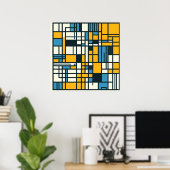 Moderne Gridabstraktion - Mondrian-Inspiriert Geom Poster (Heimbüro)