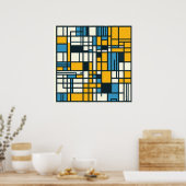 Moderne Gridabstraktion - Mondrian-Inspiriert Geom Poster (Küche)