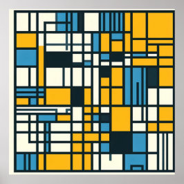 Moderne Gridabstraktion - Mondrian-Inspiriert Geom Poster