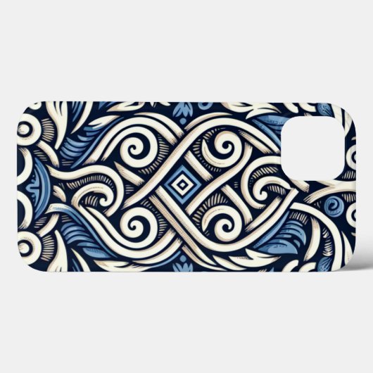 Moderne griechisch-blaue Muster Case-Mate iPhone Hülle (Rückseite (Horizontal))