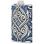 Moderne griechisch-blaue Muster Flachmann (Links)