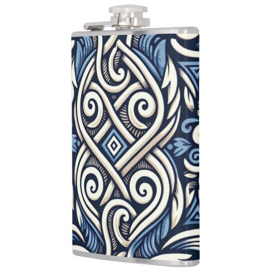 Moderne griechisch-blaue Muster Flachmann (Links)