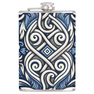Moderne griechisch-blaue Muster Flachmann