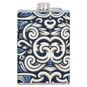 Moderne griechisch-blaue Muster Flachmann (Rückseite)