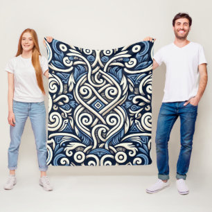 Moderne griechisch-blaue Muster Fleecedecke
