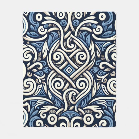 Moderne griechisch-blaue Muster Fleecedecke (Vorderseite)