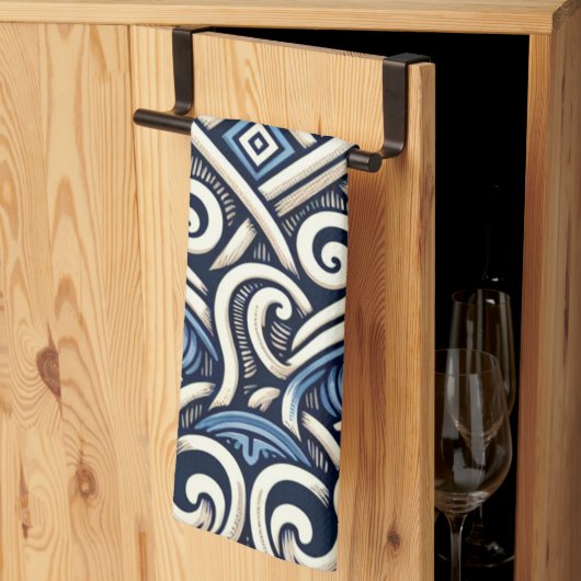 Moderne griechisch-blaue Muster Geschirrtuch (Drittel gefaltet)