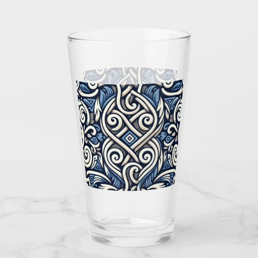 Moderne griechisch-blaue Muster Glas (Rückseite)