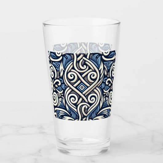 Moderne griechisch-blaue Muster Glas (Vorderseite)