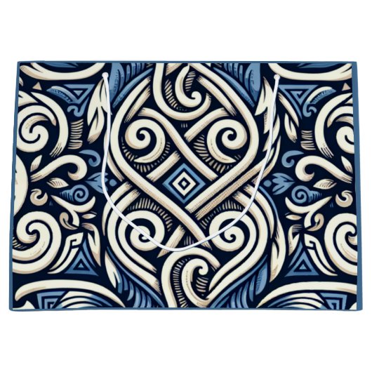 Moderne griechisch-blaue Muster Große Geschenktüte (Vorderseite)