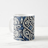 Moderne griechisch-blaue Muster Kaffeetasse (Vorderseite Links)