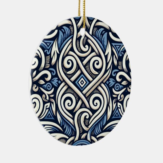 Moderne griechisch-blaue Muster Keramik Ornament (Rechts)