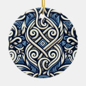 Moderne griechisch-blaue Muster Keramik Ornament (Vorne)