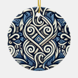Moderne griechisch-blaue Muster Keramik Ornament