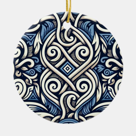 Moderne griechisch-blaue Muster Keramik Ornament (Vorne)