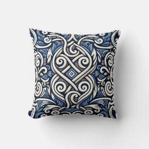 Moderne griechisch-blaue Muster Kissen