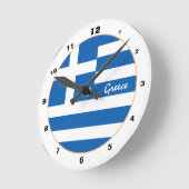 Moderne griechische Flagge, trendige griechische Z Runde Wanduhr (Winkel)