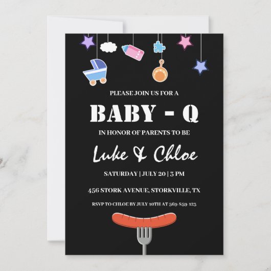 Moderne Grillen Baby Dusche Einladungen (Vorderseite)