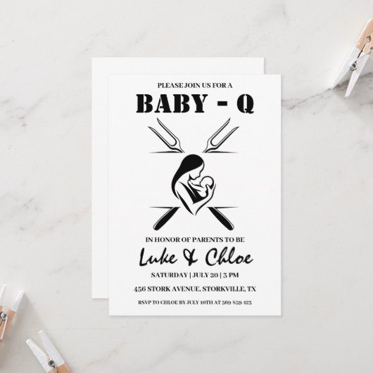 Moderne Grillen Baby Dusche Einladungen (Vorderseite/Rückseite Beispiel)