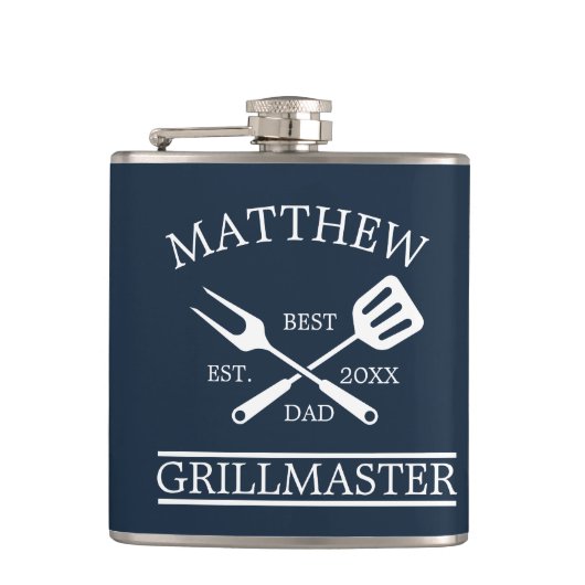 Moderne GRILLEN Grill Master Fathers Day Geschenke Flachmann (Vorderseite)