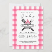 Moderne GRILLEN Picknick Babydusche PINK Einladung (Vorderseite)