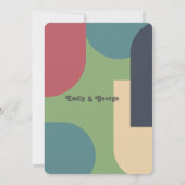 Moderne Groovy Abstrakt Chic Retro Hochzeit Einladung (Rückseite)