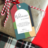 Moderne Groovy Abstrakt Chic Retro Hochzeit Geschenkanhänger