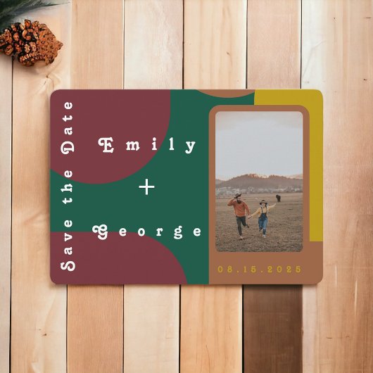 Moderne Groovy Abstrakte Foto Hochzeit Save The Date