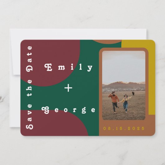 Moderne Groovy Abstrakte Foto Hochzeit Save The Date (Vorderseite)