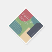 Moderne Groovy Abstrakte Fun Facts Wedding Serviette (Ecke)