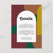 Moderne Groovy Abstrakte Hochzeitsdetails Begleitkarte (Vorderseite)