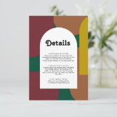 Moderne Groovy Abstrakte Hochzeitsdetails Begleitkarte (Stehend Vorderseite)