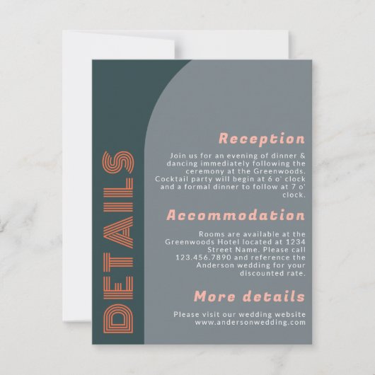 Moderne Groovy Arch Retro Hochzeitsdetails (Vorderseite)