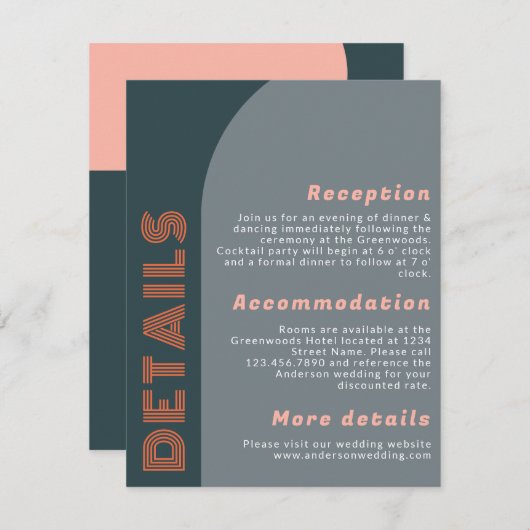 Moderne Groovy Arch Retro Hochzeitsdetails (Vorne/Hinten)