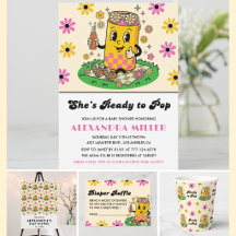 Moderne Groovy Daisy Pink Gelb Sie ist bereit zu p