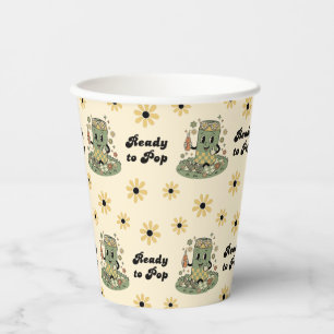 Moderne Groovy Daisy Salbei Grün Sie ist bereit zu Pappbecher