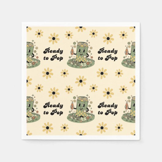 Moderne Groovy Daisy Salbei Grün Sie ist bereit zu Serviette (Vorderseite)
