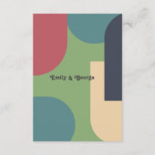 Moderne Groovy farbenfrohe Retro Arch Wedding Deta Begleitkarte (Rückseite)