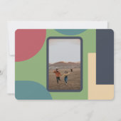 Moderne Groovy farbenfrohe Retro Foto Hochzeit Save The Date (Rückseite)