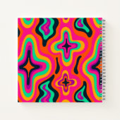 Moderne Groovy farbenfrohe Retro Rainbow Boho Abst Notizblock (Rückseite)