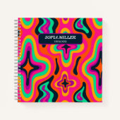 Moderne Groovy farbenfrohe Retro Rainbow Boho Abst Notizblock (Vorderseite)