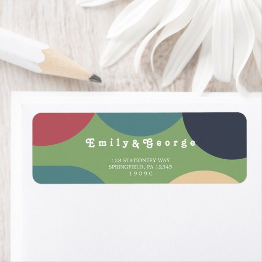 Moderne Groovy farbenfrohe Retro Rücksendeadresse (Insitu)