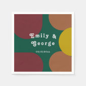 Moderne Groovy Retro 70er Abstrakte Hochzeit Serviette (Vorderseite)