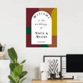 Moderne Groovy Retro 70er Jahre Abstrakte Hochzeit Poster (Heimbüro)