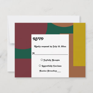 Moderne Groovy Retro Abstrakte Hochzeit RSVP Karte