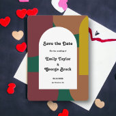 Moderne Groovy Retro Abstrakte Hochzeit Save The Date
