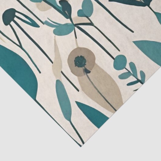 Moderne Groovy Retro Mod Aquamarine Blume Seidenpapier (Detail)