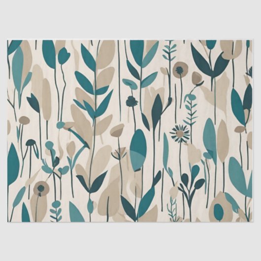 Moderne Groovy Retro Mod Aquamarine Blume Seidenpapier (Vorderseite)